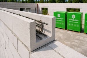 U-подібні блоки СТОУНЛАЙТ: для чого потрібні U-блоки, як зробити монолітний армопояс та віконні перемички фото